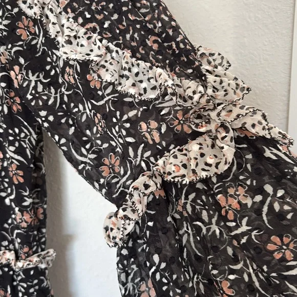 Ulla Johnson Essie dress in Noir size 2 Black and White Floral Blouse - Picture 6 of 10